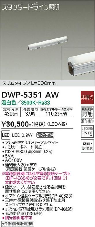 WEB限定カラー 大光電機 電源接続ケーブル DP40824